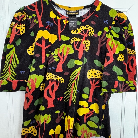 Nooworks Puff Sleeve, Tree Print - Picture 2 of 5